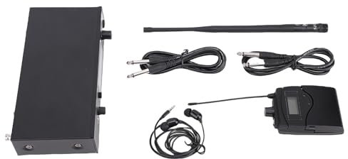 Wireless in Ear Monitor System, UHF da 550 a 590MHz, Trasmettitore e Ricevitore BeltPack con Display LCD, IEM Professionale UHF per Le Bande di (Spina Europea)