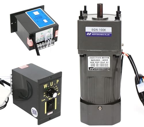 CHIMHOON AC 220V 90W 100K Gear Motor, Asynchronmotor, Getriebemotor mit Drehzahlregler, 1 PH Elektromotor, Stufenlos Regelbarer Frequenzumrichtermotor, Groß Wechselstrom