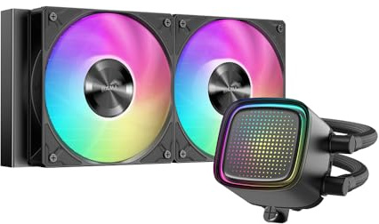 SAMA L50 240mm AIO-CPU-Wasserkühler, Infinity Mirror, 28mm Lüfter, Schwarz | kompatibel mit Intel/AMD, 2x120mm ARGB Lichtsynchronisation mit Motherboard PWM, Geräuscharm
