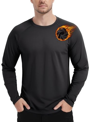 TACVASEN Thermounterwäsche Herren Innenfleece Sport Langarmshirt Atmungsaktiv Warm Skiunterwäsche Fleecepullover Stretch Funktionsshirt Winter Basic Thermoshirt