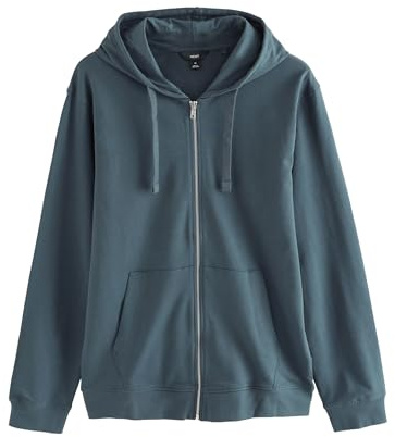 NEXT Herren Standard Leichte Kapuzenjacke mit Reißverschluss aus 100% Baumwolle Petrolblau 4XL