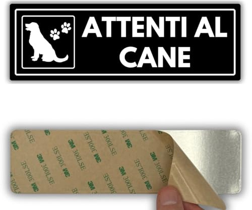 LEIASA | Targa Attenti al Cane - 7,5 x 23 cm - Acrilico - Cane Aggressivo | Cartello Cane Guardiano, Adesivo Pericolo Morso, Segnale Ingresso Vietato, Placca Cane Feroce, Avviso Custodia Attiva
