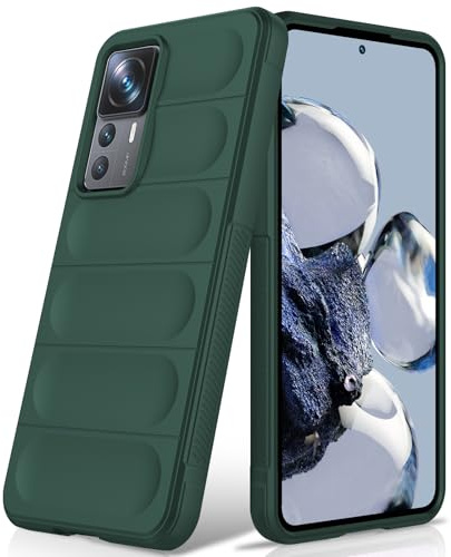 BonYonka Silikon Hülle für Xiaomi 12T Pro, Grün | Stoßfestes Wellenmuster Design, Kratzfestes Mikrofaser Innenfutter, Rundumschutz Schutzhülle mit Kameraschutz