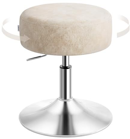 WOLTU Schminktisch Hocker, Schminkhocker, modern, Samt-Bezug, Khaki | Schminkstuhl, Höhenverstellbar, 360° Drehbar, Dicke Polsterung, für Schminktisch, Schlafzimmer, Esszimmer