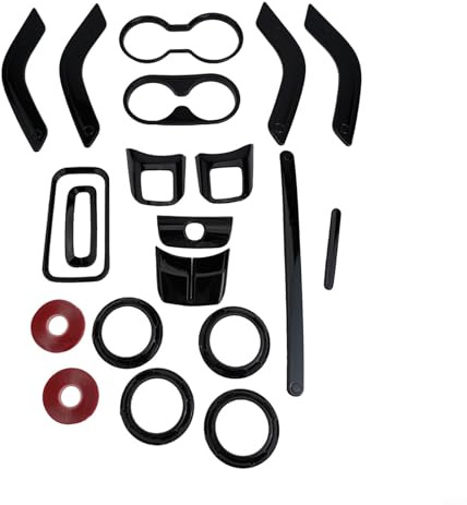 18-teiliges Auto Innenraum Für Deko Zierleisten Set Für Jeep Für Wrangler JK JKU 4-Türer 2011-2017, ABS Kunststoff Verkleidung Mit Doppelseitigem Klebeband, Schwarz Karbonmuster(Black)