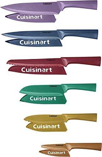 CUISINART Advantage 12 piezas Juego de cuchillos metálicos de color con protectores de hoja, acero inoxidable, multicolor