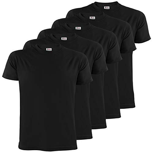 ALPIDEX T-Shirts Hommes Noir Unis ࠃol Rond Lot de 5, Taille 3XL,Noir
