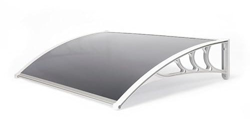 Easy Fit Tinted Door Canopy – UV Stabilised, Lightweight & Durable – Weather-Resistant 1.2m Canopy in White – Easy Installation