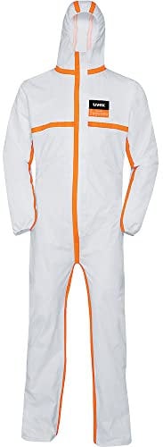 Uvex 4B Chemikalien-Schutzanzug - Weiß-Oranger Einweg-Overall - Partikeldicht S