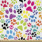 ABAKUHAUS Bunt Stoff als Meterware, Cartoon Hund Pfote Spuren, Seidiger Satin Stoff für Polster Heimtextilien, 1M (148x100cm), Lila Blaues Grün