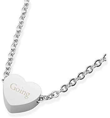 Zysta Personalisiert Gravur- Edelstahl Damen Kette mit Charm 9mm Herz Anhänger Minimalist Herzkette Schlüsselbein Kette Herz Schmuck für Frauen Mama Geschenk (Silber-Mit Gravur)