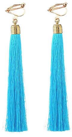 Idin Jewellery Ohrclips mit Quaste, Himmelblau