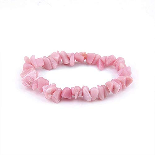 Generic Stein Armband,Naturstein Armreif 7 Chakra Unregelmäßige Rosa Quarz Elastische Perlen Yoga Energie Charme Armbänder Schmuck Für Anxity Männer Mädchen