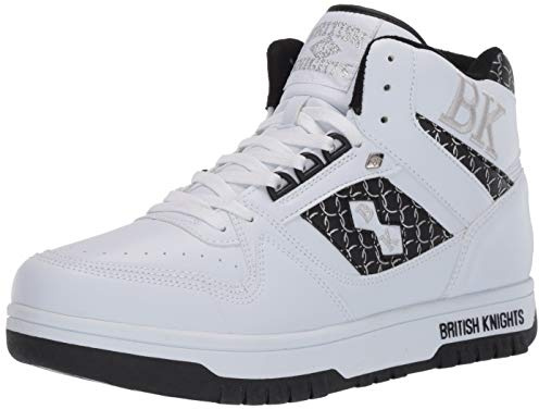 British Knights Men's Kings SL Classic Hi Top Fashion Sneaker, White/Black/Silver, 12 M US