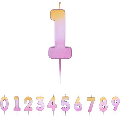 Pioneer Party Candle, Age One Cake Candle, 1st First Birthday Candles, 15851, Rose Gold Ombre