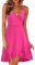 ULTRANICE Damen Sommerkleider Rose Kleid V-Ausschnitt Strandkleid Verstellbaren Spaghettiträger Rüschen Freizeitkleid(Rose,S)
