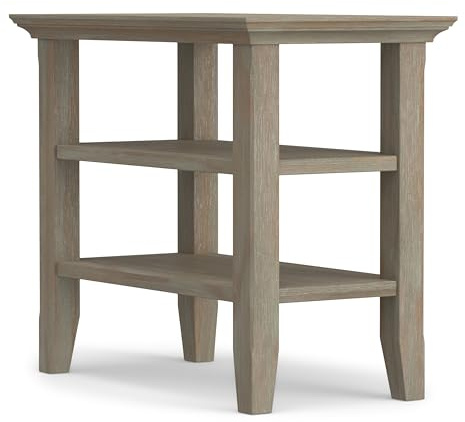 SIMPLIHOME Acadian 14 Wide Solid Wood End Table in Distressed Grey