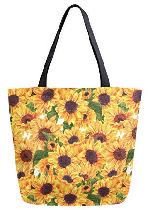 Wasserfarben-Einkaufstasche mit Sonnenblumen-Motiv, Gelb
