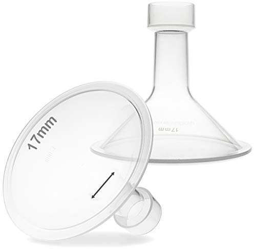 Nenesupply 15mm Oval Flanges Compatible with Medela Breast Pump Parts Flange Accessories. Work with Pump in Style Parts Symphony Parts Swing Maxi Harmony Breastpumps (17mm Classic)