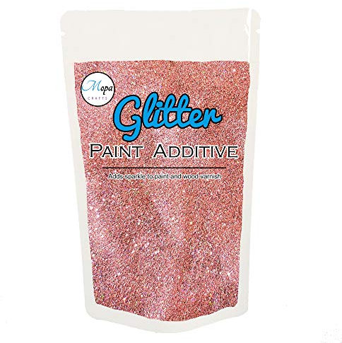 Mopa Crafts Rose Gold Glitter Paint Crystal Additive 100g for Emulsion Paint - for use with Interior/Exterior Wall, Ceiling, Wood, Metal, Varnish, Dead Flat, Matt, Soft Sheen or Silk Paints