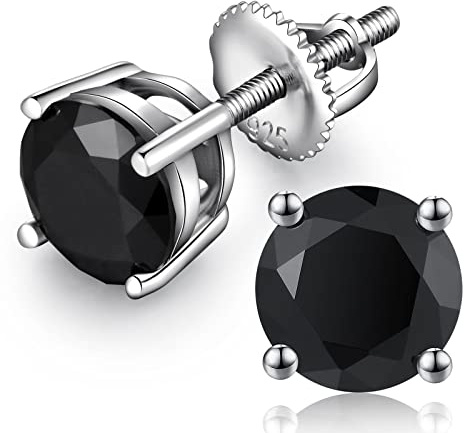 Boucle D'oreille Homme Noirs Boucle D Oreille Homme Diamant Noire Boucles D 'Oreilles Argent Pour Femmes Hommes Plaqué or blanc 18 carats