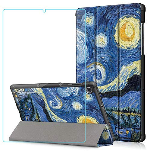 Brifu Custodia per Lenovo Tab M10 FHD Plus (2nd Gen) 10.3 Pollici TB-X606F / TB-X606X, Guaina protettiva in PU con funzione staffa,Starry Sky + 1x pellicola protettiva in vetro temperato