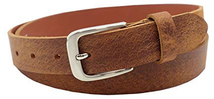 NK Belt GmbH 3cm echter Büffelleder Gürtel cognac Damen Herren Jeans Hand Gemacht 80cm-145 cm (130cm Gesamtlänge 140cm)