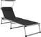 HOMECALL Aluminium Folding Sun Lounger with Sunroof Textilene Fabric - Black