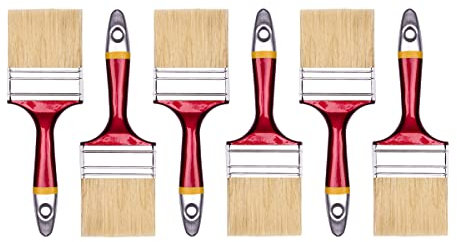 HARDY WORKING TOOLS Flachpinsel-Set 6-teilig, 6 Stück – 75 mm Breite, Malerpinsel Set mit Holzgriff, Lackpinsel Serie *33*, 6PCS, Pinselset A0200-330630