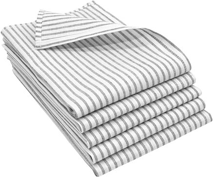 ZOLLNER 5er Set Geschirrtücher Halbleinen in 50x70 cm - super saugstarke und fusselfreie Küchentücher - waschbar bis 60°C – in grau weiß gestreift - Gastronomiequalität - Oeko Tex® Zertifiziert