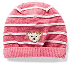 Steiff Mädchen Mütze/Strickmütze, pink gestreift mit Jerseyfutter(Morning Glory) L00192223 (53)