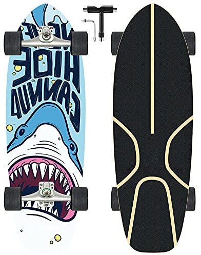 VOMI Carving Skateboard Street Surfing Surfskate Skateboard Pumpping, CX4 Truck, ABEC-11 Kugellagern, 75×24cm Ahornholz Skateboard, Geeignet für Kinder, Jugendliche, Jugendliche und Erwachsene,C