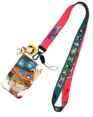 ALTcompluser Anime One Piece Lanyard Kartenhalter, Ausweishülle mit Band, ID Kartenhalter Ausweis Kartenhülle mit Keyholder Schlüsselband für Schlüsselanhänger, ID Card, Ausstellung(Luffy)
