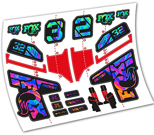 Adesivi in vinile adesivo Fox 32 Step Cast Factory MK2 2021 Forcella (Psychedelic Rainbow)