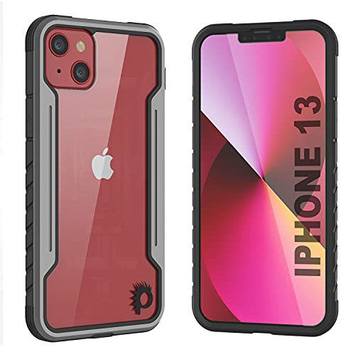 Punkcase Avenger Defense Series Handyhüllen & Cover, Schutzhülle für iPhone 13 (6,1 Zoll) (2021) (grau-schwarz)