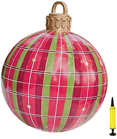 Pallina di Natale gonfiabile, 60 x 60 cm, in PVC, gigante, decorazione per giardino di Natale, palla di neve gonfiabile con pompa, decorazione per esterni