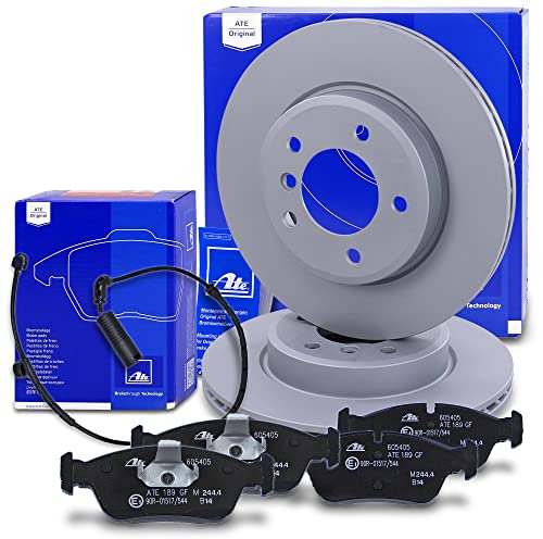 ATE Bremsenset Vorderachse inkl. Bremsscheiben vorne Ø 300 mm belüftet und Bremsbeläge vorne + Verschleißkontakt Kompatibel mit BMW 3er (E46), Z4 Roadster (E85)