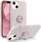 YINLAI für iPhone 13 Hülle, Hand Case mit Ring Ständer, Magnetische Auto Halterung, Stoßfestes Cover Case, Glitzer Pastel, Silber Rosa