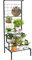 COSTWAY Blumenregal mit Rankgitter, Blumentreppe Metall, Blumenständer mit Spalier & 3 Ebenen, Pflanzenständer für Garten Balkon Terrasse, Stehende Pflanzentreppe, 60x57x157cm, Schwarz