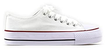 MODELISA - Zapatilla De Lona Plataforma Cordón Estilo Casual Mujer (Blanco, Numeric_39)