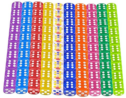 100 Stück Würfel Set, Sechsseitiger Würfel, 12mm Würfel Bunt, Spielwürfel für Tischkartenspiele, Mehrfarben Sechsseitiger Würfel Set, 10 Farben Würfel für Würfelspiele Tischspiele Party Spiel