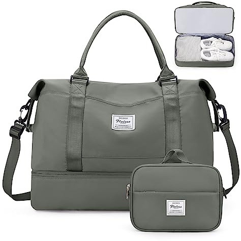 Weekender Bags for Women,Personal Item Travel Bag with Shoes Compartment,Overnight Travel Duffel Bag with Toiletry Bag