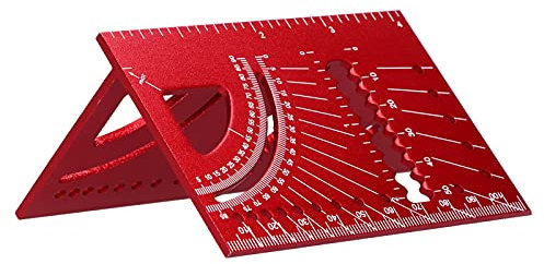 Uadme Gehrungswinkel Metall, 3D Zimmermannswinkel Messwerkzeuge, Aluminiumlegierung Quadratisch Größe Maßnahme Zollstock 45/90 Grad Winkelmaß Werkzeug