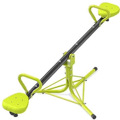 Iyoyo Teeter Totter Seesaw for Kids Outdoor for Ages 4-8 Toddler Seesaw Sit and Spin Teeter Totter Outside Outdoor Toys Swiveling 360 Degrees Rotating for Children Age 3 4 5 6 7 8 (Light Green)