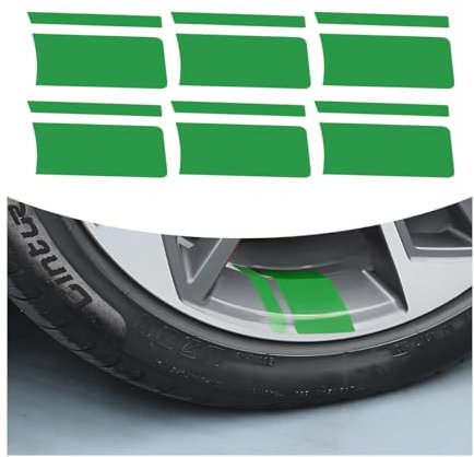 CGEAMDY 6 Stück Autorad Reflektierende Aufkleber, Auto Styling Auto Reifen Felge Dekoration Zubehör, Auto Selbstklebende Aufkleber DIY Motorrad Rad Aufkleber(Grün)