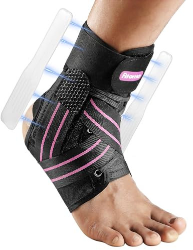 Fitomo Sprunggelenkbandage, Einstellbares Fußbandage mit Abnehmbarem Stabilisator, Fußbandage für Plantarfasziitis, Arthritis, ACL, Gelenkschmerzen, Fersensporn, Sport, 1 Stück