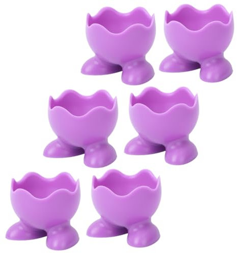 BESTonZON 6pcs Silicone Egg Cups Boiled Egg Serving Holders Rack for Kitchen Breakfast Snack Random Color
