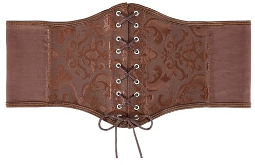 XZQTIVE Damen Schnürkorsett Gebunden Gürtel Elastisch Breites Band Waspie Korsett Taille Gürtel Bustiers Korsetts Hüftgurt für Halloween Partys, Kaffee, 93cm