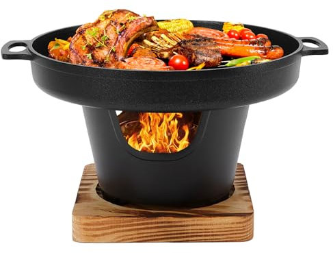 Barbacoa de carbón Vegetal portátil Mini Coreana, Antiadherente, sin Humo, Barbacoa de Mesa para Camping, Barbacoa de Alcohol o carbón Vegetal