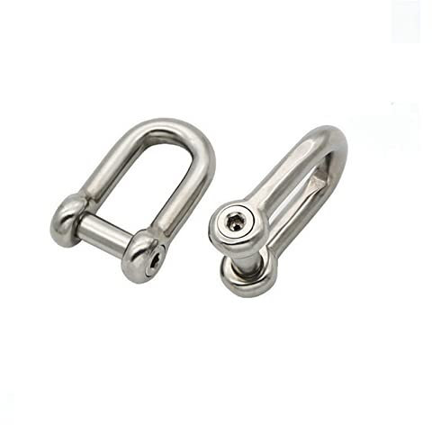 Schäkel mit Schraubbolzen, D-Ring-Schäkel, hochfester Edelstahl 304 M5-M20 mit Innensechskant, versenkter Stift, Dee-Typ-Ankerschäkel (Größe: M16, 2 Stück) (Size : M8 5PCS)
